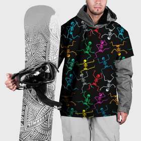 Накидка на куртку 3D с принтом Разноцветные танцующие скелетики , 100% полиэстер |  | Тематика изображения на принте: 