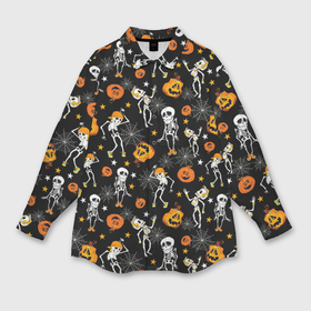 Мужская рубашка oversize 3D с принтом Хэллоуин танцующий скелет ,  |  | Тематика изображения на принте: 