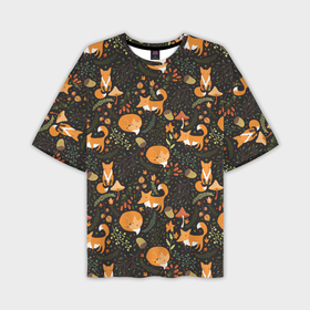 Мужская футболка oversize 3D с принтом Рыжие лисы в лесу в Кировске,  |  | Тематика изображения на принте: 