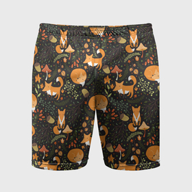 Мужские шорты спортивные с принтом Рыжие лисы в лесу ,  |  | 