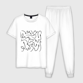 Мужская пижама хлопок с принтом Фигурные стрелки в Тюмени, 100% хлопок | брюки и футболка прямого кроя, без карманов, на брюках мягкая резинка на поясе и по низу штанин
 | 