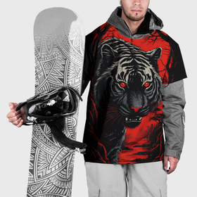Накидка на куртку 3D с принтом Red Tiger Eye в Курске, 100% полиэстер |  | 