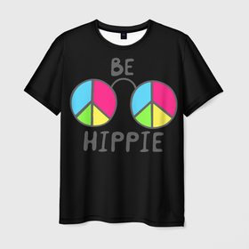 Мужская футболка 3D с принтом Be hippie в Кировске, 100% полиэфир | прямой крой, круглый вырез горловины, длина до линии бедер | 