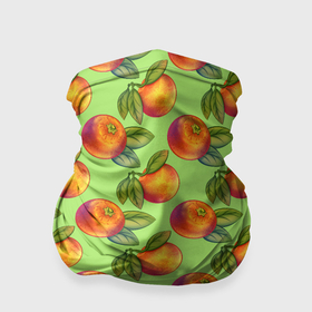 Бандана-труба 3D с принтом Апельсинки с листьями в Петрозаводске, 100% полиэстер, ткань с особыми свойствами — Activecool | плотность 150‒180 г/м2; хорошо тянется, но сохраняет форму | 
