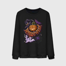 Мужской свитшот хлопок с принтом Хеллоуин колдовская тыква , 100% хлопок |  | Тематика изображения на принте: 