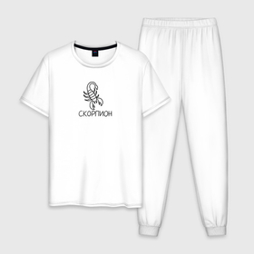 Мужская пижама хлопок с принтом Скорпион знак зодиака астрология в Кировске, 100% хлопок | брюки и футболка прямого кроя, без карманов, на брюках мягкая резинка на поясе и по низу штанин
 | 