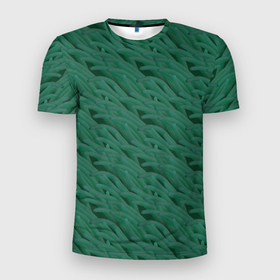 Мужская футболка 3D Slim с принтом Паттерн из зелёных актиний в Екатеринбурге, 100% полиэстер с улучшенными характеристиками | приталенный силуэт, круглая горловина, широкие плечи, сужается к линии бедра | 