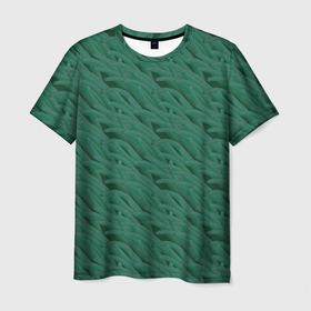 Мужская футболка 3D с принтом Паттерн из зелёных актиний в Екатеринбурге, 100% полиэфир | прямой крой, круглый вырез горловины, длина до линии бедер | 