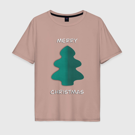Мужская футболка хлопок Oversize с принтом Merry Christmas   Papercut ёлка в Санкт-Петербурге, 100% хлопок | свободный крой, круглый ворот, “спинка” длиннее передней части | 