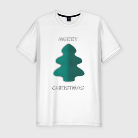 Мужская футболка хлопок Slim с принтом Merry Christmas   Papercut ёлка в Новосибирске, 92% хлопок, 8% лайкра | приталенный силуэт, круглый вырез ворота, длина до линии бедра, короткий рукав | 