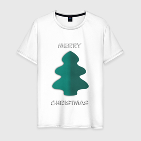 Мужская футболка хлопок с принтом Merry Christmas   Papercut ёлка в Новосибирске, 100% хлопок | прямой крой, круглый вырез горловины, длина до линии бедер, слегка спущенное плечо. | 