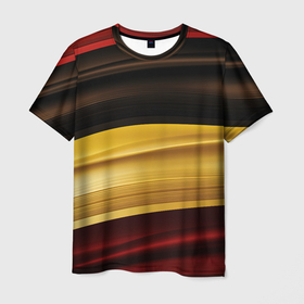 Мужская футболка 3D с принтом Черный красный желтый цвет абстракции , 100% полиэфир | прямой крой, круглый вырез горловины, длина до линии бедер | 
