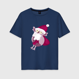Женская футболка хлопок Oversize с принтом Совушка   дед мороз в Курске, 100% хлопок | свободный крой, круглый ворот, спущенный рукав, длина до линии бедер
 | 
