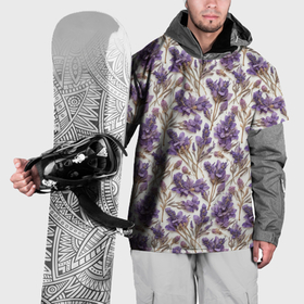 Накидка на куртку 3D с принтом Паттерн из сухих цветов лаванды в стиле акварели , 100% полиэстер |  | Тематика изображения на принте: 