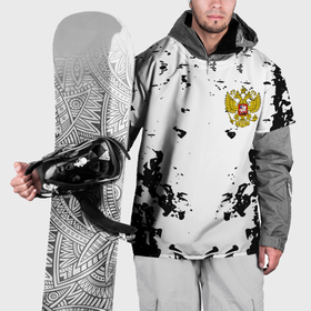 Накидка на куртку 3D с принтом Герб РФ краски черные в Тюмени, 100% полиэстер |  | Тематика изображения на принте: 