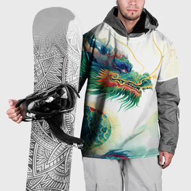 Накидка на куртку 3D с принтом Japanese dragon   watercolor art в Екатеринбурге, 100% полиэстер |  | 