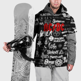 Накидка на куртку 3D с принтом AC DC all logo band в Санкт-Петербурге, 100% полиэстер |  | 