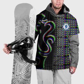 Накидка на куртку 3D с принтом Chelsea fc glitch в Санкт-Петербурге, 100% полиэстер |  | 