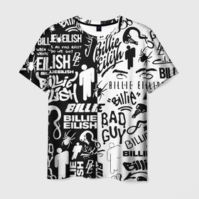 Мужская футболка 3D с принтом Billie Eilish чернобелые битва лого в Курске, 100% полиэфир | прямой крой, круглый вырез горловины, длина до линии бедер | Тематика изображения на принте: 