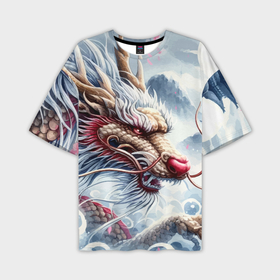 Мужская футболка oversize 3D с принтом Свирепый японский дракон   искусство ,  |  | 