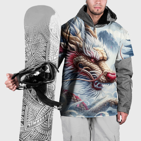 Накидка на куртку 3D с принтом Свирепый японский дракон   искусство в Екатеринбурге, 100% полиэстер |  | 