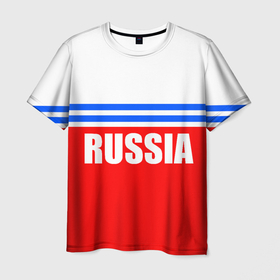 Мужская футболка 3D с принтом Russia   classic в Курске, 100% полиэфир | прямой крой, круглый вырез горловины, длина до линии бедер | Тематика изображения на принте: 