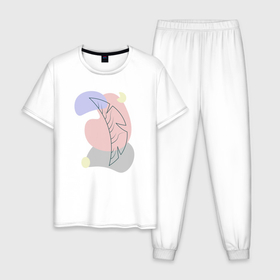 Мужская пижама хлопок с принтом Листик абстракция в Белгороде, 100% хлопок | брюки и футболка прямого кроя, без карманов, на брюках мягкая резинка на поясе и по низу штанин
 | 