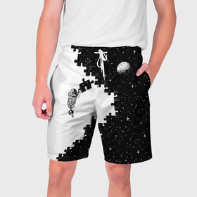 Мужские шорты 3D с принтом Космический пазл в Белгороде,  полиэстер 100% | прямой крой, два кармана без застежек по бокам. Мягкая трикотажная резинка на поясе, внутри которой широкие завязки. Длина чуть выше колен | 