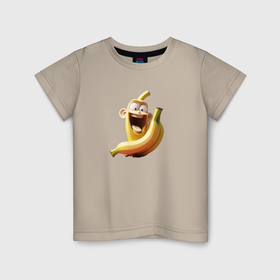 Детская футболка хлопок с принтом Смеющийся банановый монстр в Екатеринбурге, 100% хлопок | круглый вырез горловины, полуприлегающий силуэт, длина до линии бедер | 