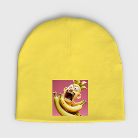 Мужская шапка демисезонная с принтом Банановый монстр вопит в Тюмени,  |  | 