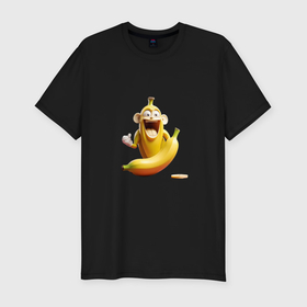 Мужская футболка хлопок Slim с принтом Забавный банановый монстр в Тюмени, 92% хлопок, 8% лайкра | приталенный силуэт, круглый вырез ворота, длина до линии бедра, короткий рукав | 