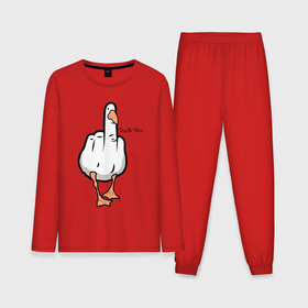 Мужская пижама с лонгсливом хлопок с принтом Duck you   fuck you в Петрозаводске,  |  | Тематика изображения на принте: 