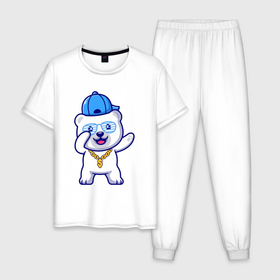 Мужская пижама хлопок с принтом Хип хоп медведь в Кировске, 100% хлопок | брюки и футболка прямого кроя, без карманов, на брюках мягкая резинка на поясе и по низу штанин
 | 