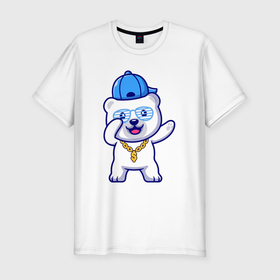 Мужская футболка хлопок Slim с принтом Хип хоп медведь в Кировске, 92% хлопок, 8% лайкра | приталенный силуэт, круглый вырез ворота, длина до линии бедра, короткий рукав | 
