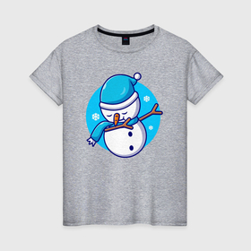 Женская футболка хлопок с принтом Dab snowman в Петрозаводске, 100% хлопок | прямой крой, круглый вырез горловины, длина до линии бедер, слегка спущенное плечо | 