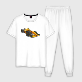 Мужская пижама хлопок с принтом Formula 1 Рено в Екатеринбурге, 100% хлопок | брюки и футболка прямого кроя, без карманов, на брюках мягкая резинка на поясе и по низу штанин
 | Тематика изображения на принте: 