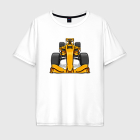 Мужская футболка хлопок Oversize с принтом Формула 1 Рено в Екатеринбурге, 100% хлопок | свободный крой, круглый ворот, “спинка” длиннее передней части | 