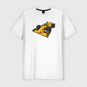 Мужская футболка хлопок Slim с принтом Formula 1 Renault в Екатеринбурге, 92% хлопок, 8% лайкра | приталенный силуэт, круглый вырез ворота, длина до линии бедра, короткий рукав | Тематика изображения на принте: 
