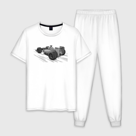 Мужская пижама хлопок с принтом Formula 1 серая в Курске, 100% хлопок | брюки и футболка прямого кроя, без карманов, на брюках мягкая резинка на поясе и по низу штанин
 | Тематика изображения на принте: 