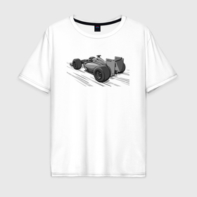 Мужская футболка хлопок Oversize с принтом Formula 1 серая в Екатеринбурге, 100% хлопок | свободный крой, круглый ворот, “спинка” длиннее передней части | 