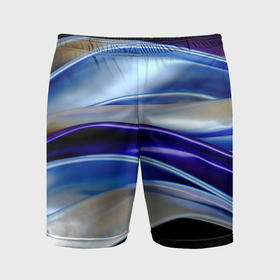 Мужские шорты спортивные с принтом Абстрактные волны синего оттенка ,  |  | 