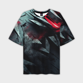 Мужская футболка oversize 3D с принтом Черная металлическая с красной вставкой в Белгороде,  |  | 
