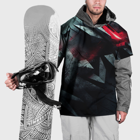 Накидка на куртку 3D с принтом Черная металлическая с красной вставкой в Белгороде, 100% полиэстер |  | 