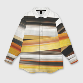 Мужская рубашка oversize 3D с принтом Черные белые желтые полосы в Петрозаводске,  |  | 