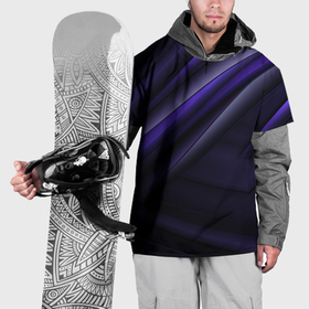 Накидка на куртку 3D с принтом Черный фиолетовый фон с абстракцией в Санкт-Петербурге, 100% полиэстер |  | 