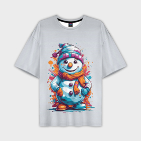 Мужская футболка oversize 3D с принтом Снеговик от нейросети ,  |  | Тематика изображения на принте: 