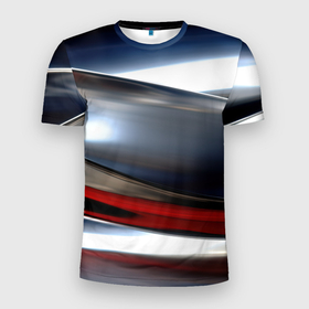 Мужская футболка 3D Slim с принтом Темная металлическая  абстракция в Белгороде, 100% полиэстер с улучшенными характеристиками | приталенный силуэт, круглая горловина, широкие плечи, сужается к линии бедра | 