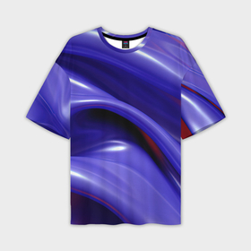 Мужская футболка oversize 3D с принтом Фиолетовые абстрактные волны в Екатеринбурге,  |  | Тематика изображения на принте: 