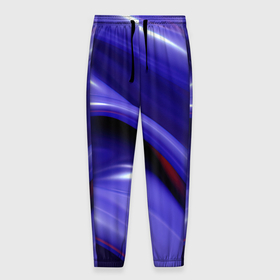 Мужские брюки 3D с принтом Фиолетовые абстрактные волны в Курске, 100% полиэстер | манжеты по низу, эластичный пояс регулируется шнурком, по бокам два кармана без застежек, внутренняя часть кармана из мелкой сетки | Тематика изображения на принте: 