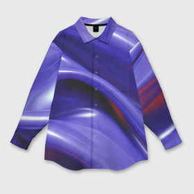 Мужская рубашка oversize 3D с принтом Фиолетовые абстрактные волны в Екатеринбурге,  |  | Тематика изображения на принте: 